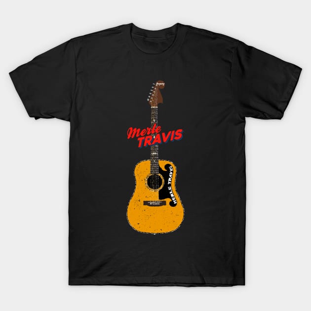 Merle Travis Bigsby Neck Martin D28 Acoustic Guitar T-Shirt by Daniel Cash Guitar
